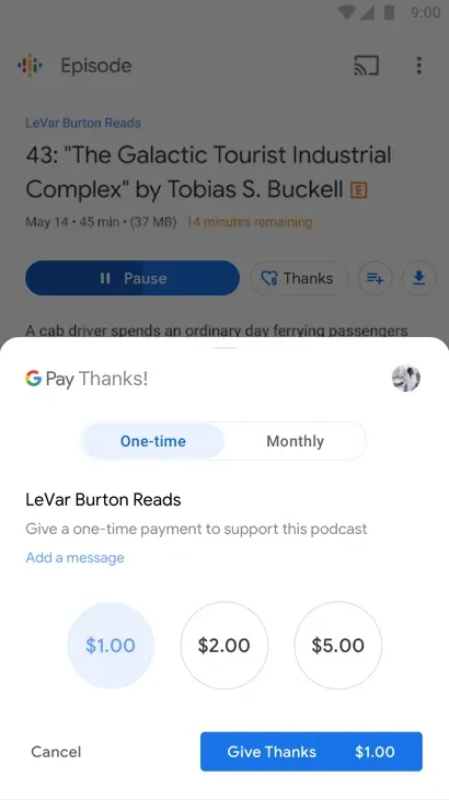 Single or recurring payments — screen 2