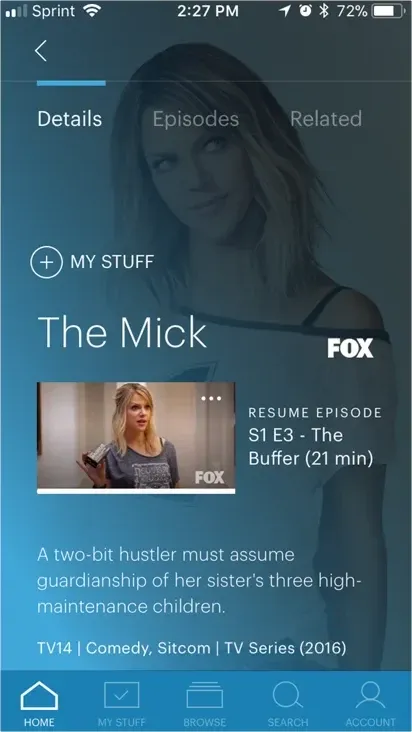 Hulu mobile screen